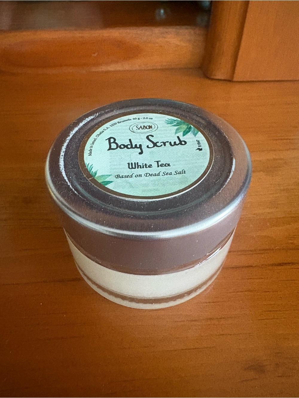 New SABON Dead Sea Salt White Tea Body Scrub 2.0 Oz